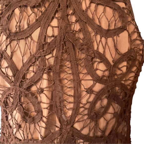 Modcloth  RYU Brown Crochet Sleeveless Dress Boho Chic Fairycore SZ L - Picture 6 of 13